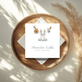 Boho Clothesline女の子の青と白の水色 スタンダードカクテルナプキン