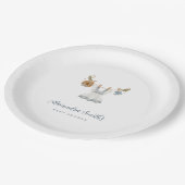 Boho Clothesline女の子の青と白の水色 ペーパープレート (アングル)