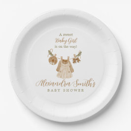 Boho Clothesline女の子ベビーシャワー ペーパープレート