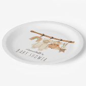 Boho Clothesline女の子ベビーシャワー ペーパープレート (アングル)