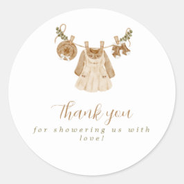Boho Clothesline女の子ベビーシャワー ラウンドシール