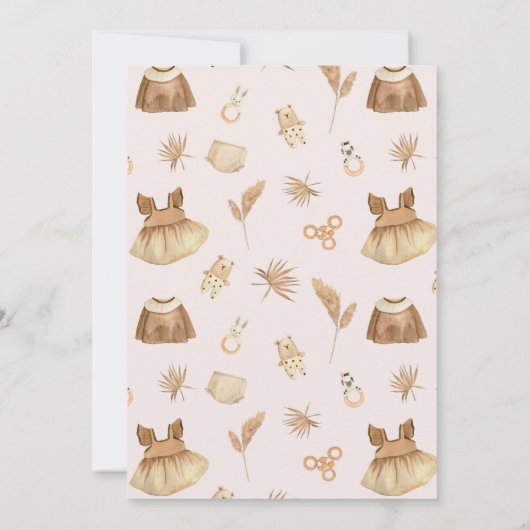 Boho Clothesline女の子ベビーシャワーby Mail 招待状 (裏面)