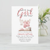 Boho Clothesline甘い女の子ピンクベビーシャワー 招待状 (スタンド正面)