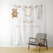 Boho Clothesline Baby Shower Photo Backdrop タペストリー (インサイチュ)
