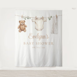 Boho Clothesline Baby Shower Photo Backdrop タペストリー