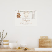Boho Clothesline Baby Shower Welcome Sign ポスター (キッチン)