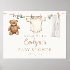 Boho Clothesline Baby Shower Welcome Sign ポスター