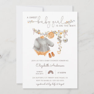 Boho Clothing Girl Baby Shower 招待状