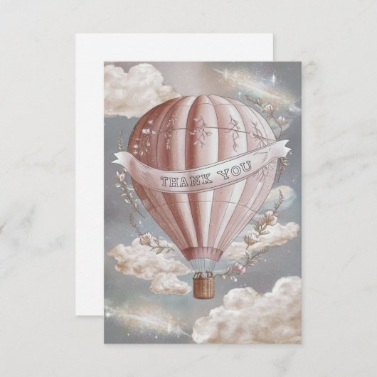 Boho Clouds熱気球 サンキューカード (正面/裏面)