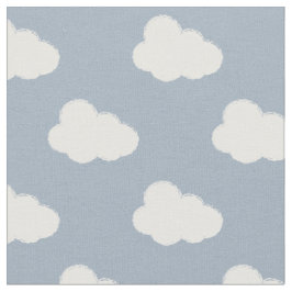 Boho Clouds Sky Simple Gender Neutral Kids Blue ファブリック