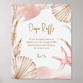 Boho Coastal Diaper Raffle Baby Shower Poster ポスター (正面)