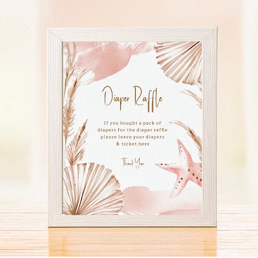 Boho Coastal Diaper Raffle Baby Shower Poster ポスター