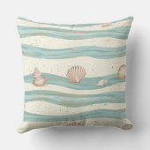 Boho Coastal Seashell Wave Pattern (3) クッション (裏面)