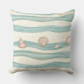 Boho Coastal Seashell Wave Pattern (3) クッション (正面)