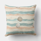 Boho Coastal Seashell Wave Pattern (5) クッション (裏面)
