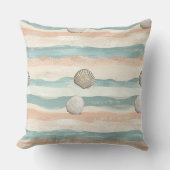 Boho Coastal Seashell Wave Pattern (5) クッション (正面)