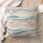 Boho Coastal Seashell Wave Pattern (8) クッション (ブランケット)