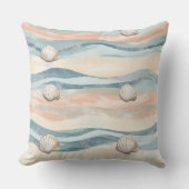 Boho Coastal Seashell Wave Pattern (8) クッション (正面)