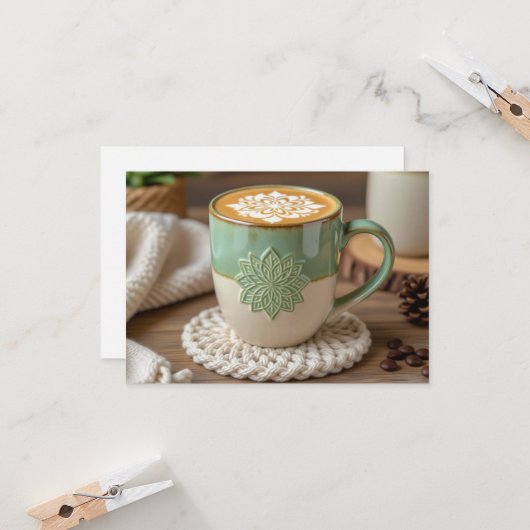Boho Coffee Mug Business Thank You Holiday Card    カード (正面/裏面インサイチュ)