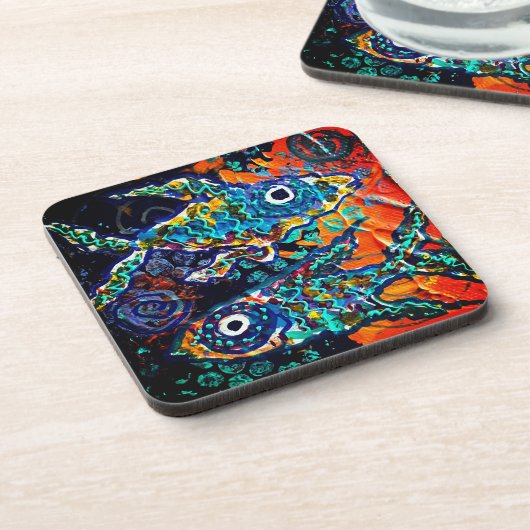 Boho Colorful Fish Coaster set コースター (左側)