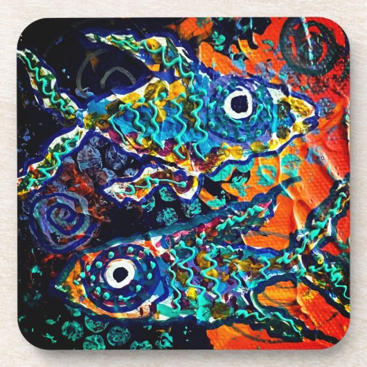 Boho Colorful Fish Coaster set コースター (正面)