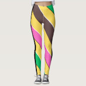 Boho colors lイエローlピンクlトレーニングとランニング レギンス (正面)