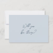 Boho Cool Marina Blue Frame QR Code Wedding  出欠カード (裏面)