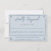 Boho Cool Marina Blue Frame Whimsy Wedding RSVP (正面)