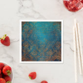 Boho Copper Blueスクリプトの手書きグランジ入力 スタンダードカクテルナプキン (インサイチュ)