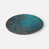 Boho Copper Blueスクリプトの手書きグランジ入力 ペーパープレート (アングル)