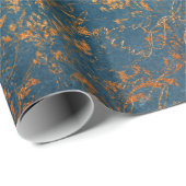 Boho Copper Blueスクリプトの手書きグランジ入力 ラッピングペーパー (ロールコーナー)
