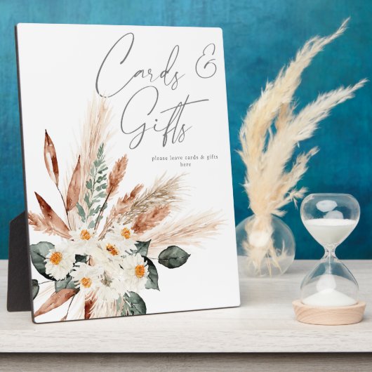 Boho Copper Pampas & Beigeフローラカードギフト2 フォトプラーク (側面)