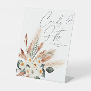 Boho Copper Pampas & Beigeフローラカード&ギフト 台座サイン