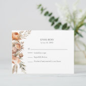 Boho Coral and Peach Dry Flower Wedding RSVP Card (スタンド正面)