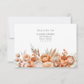 Boho Coral and Peach Dry Flower Wedding RSVP Card (裏面)