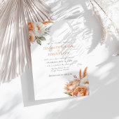 Boho Coral Flowers Summer 結婚's 招待状