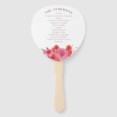 Boho coral rose boquetウェディングプログラム ハンドファン (裏面)
