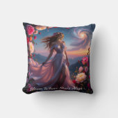 Boho Cosmic Bloom Blue Pillows Women Serene no1 クッション (正面)