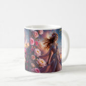 Boho Cosmic Bloom Pink Coffee Cup Women | Ethereal コーヒーマグカップ (正面右)