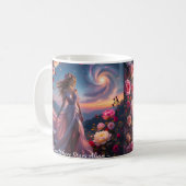 Boho Cosmic Bloom Pink Coffee Cup Women | Ethereal コーヒーマグカップ (正面左)