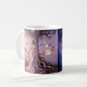Boho Cosmic Bloom Pink CoffeeCups Women Ethereal コーヒーマグカップ (正面左)
