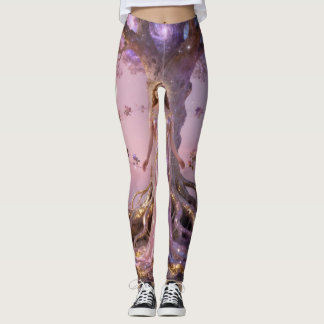Boho Cosmic Bloom Pink Leggings Women No3 Ethereal レギンス