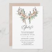 Boho CottonとEucalyptus Bohoの結婚アップデート 招待状 (正面/裏面)