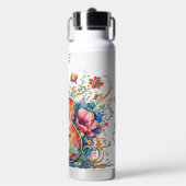 Boho Country Westernフローラギター名の追加 ウォーターボトル (正面)