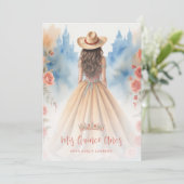 Boho Cowgirl Charming Quinceañera with Hat  招待状 (スタンド正面)
