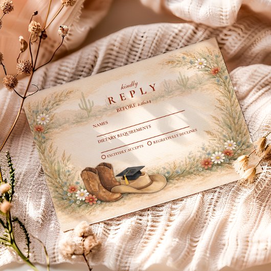 Boho Cowgirl Graduation Party 出欠カード