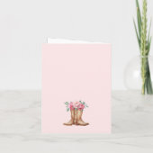 Boho Cowgirl Rustic Pink Floral Bridal Thank You サンキューカード (裏面)