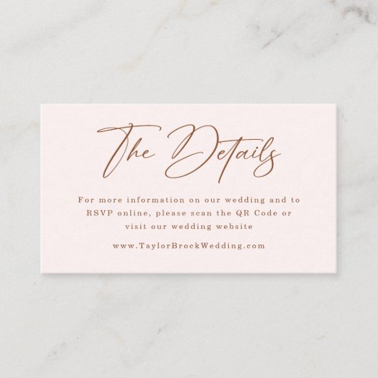 Boho Cream and Terracottaの結婚ウェブサイトqrコード エンクロージャーカード (正面)