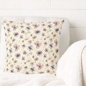 Boho Cream Blush Watercolor Wildflower クッション