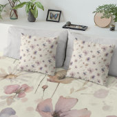 Boho Cream Blush Watercolor Wildflower クッション